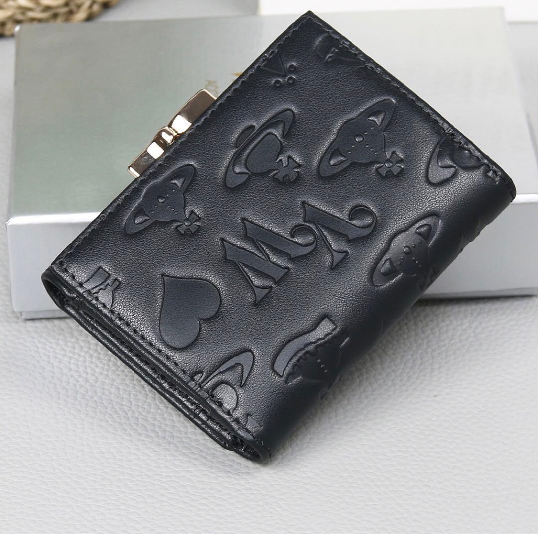 エナメル三つ折り財布 ブラック-165