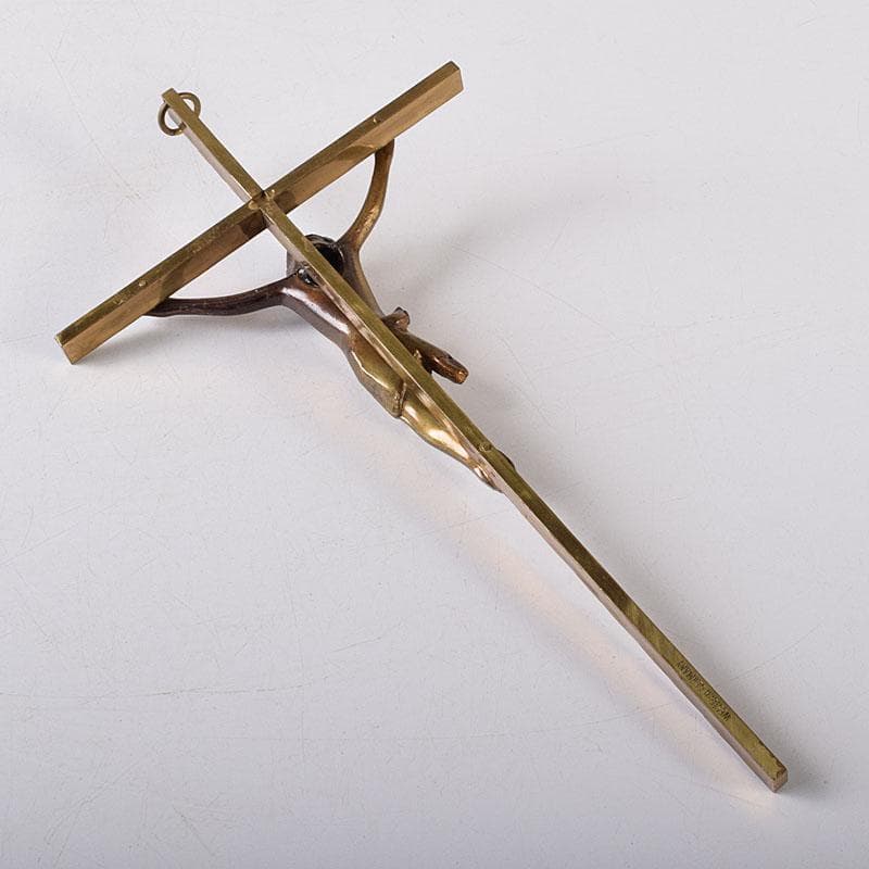 西ドイツ　銅製　キリスト磔刑像　クロス　十字架　C　7763