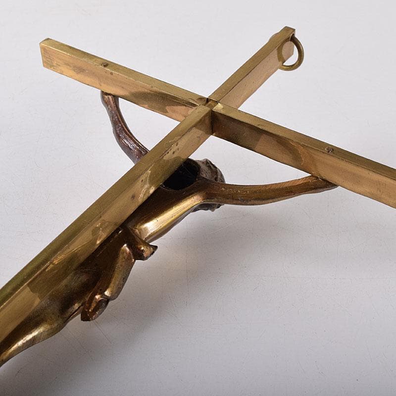 西ドイツ　銅製　キリスト磔刑像　クロス　十字架　C　7763