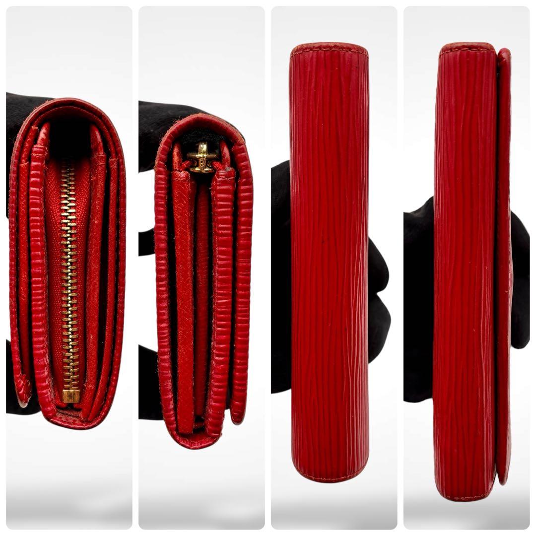 美品✨ルイヴィトン エピ ポルトモネ ビエ トレゾール 二つ折り財布 赤 本革