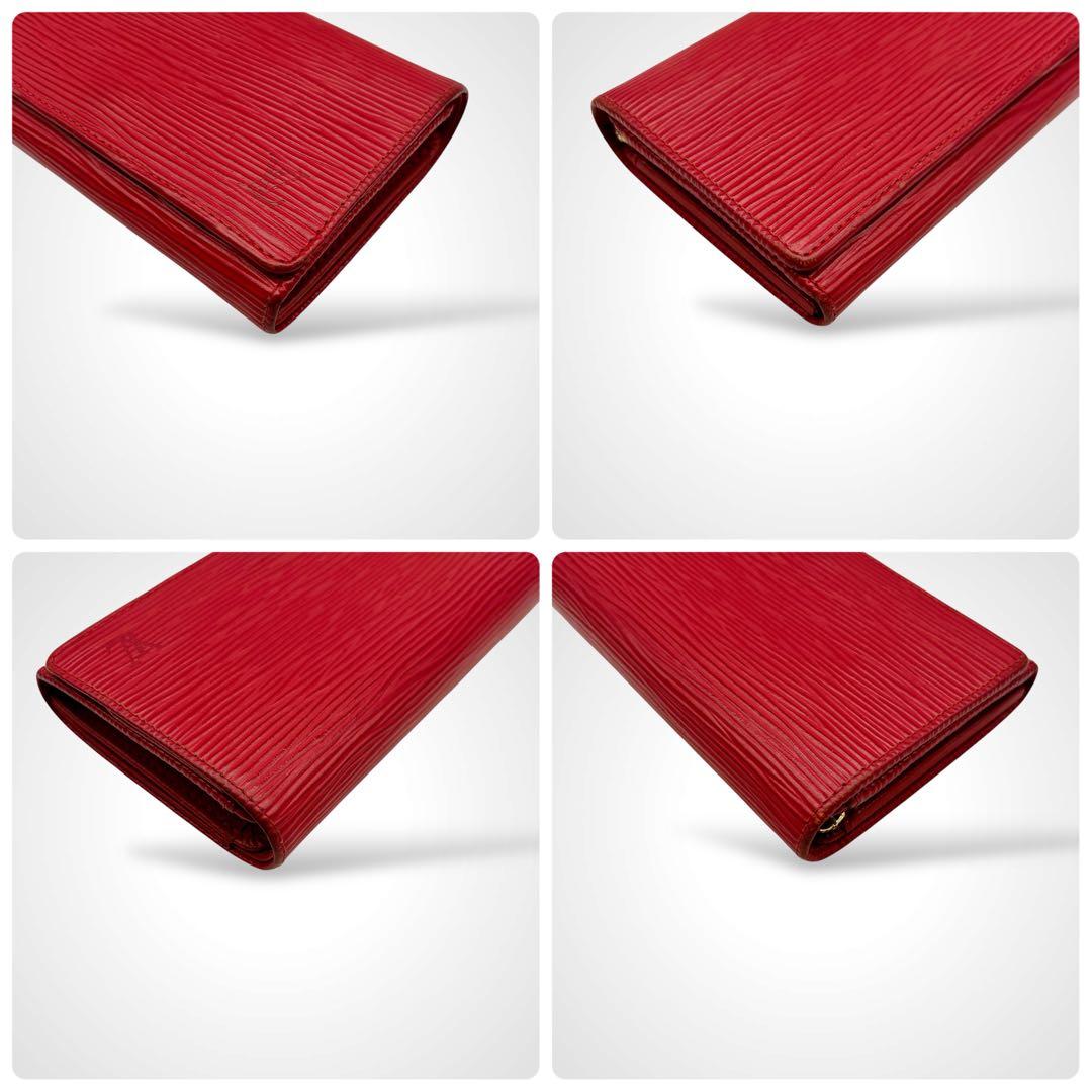 美品✨ルイヴィトン エピ ポルトモネ ビエ トレゾール 二つ折り財布 赤 本革