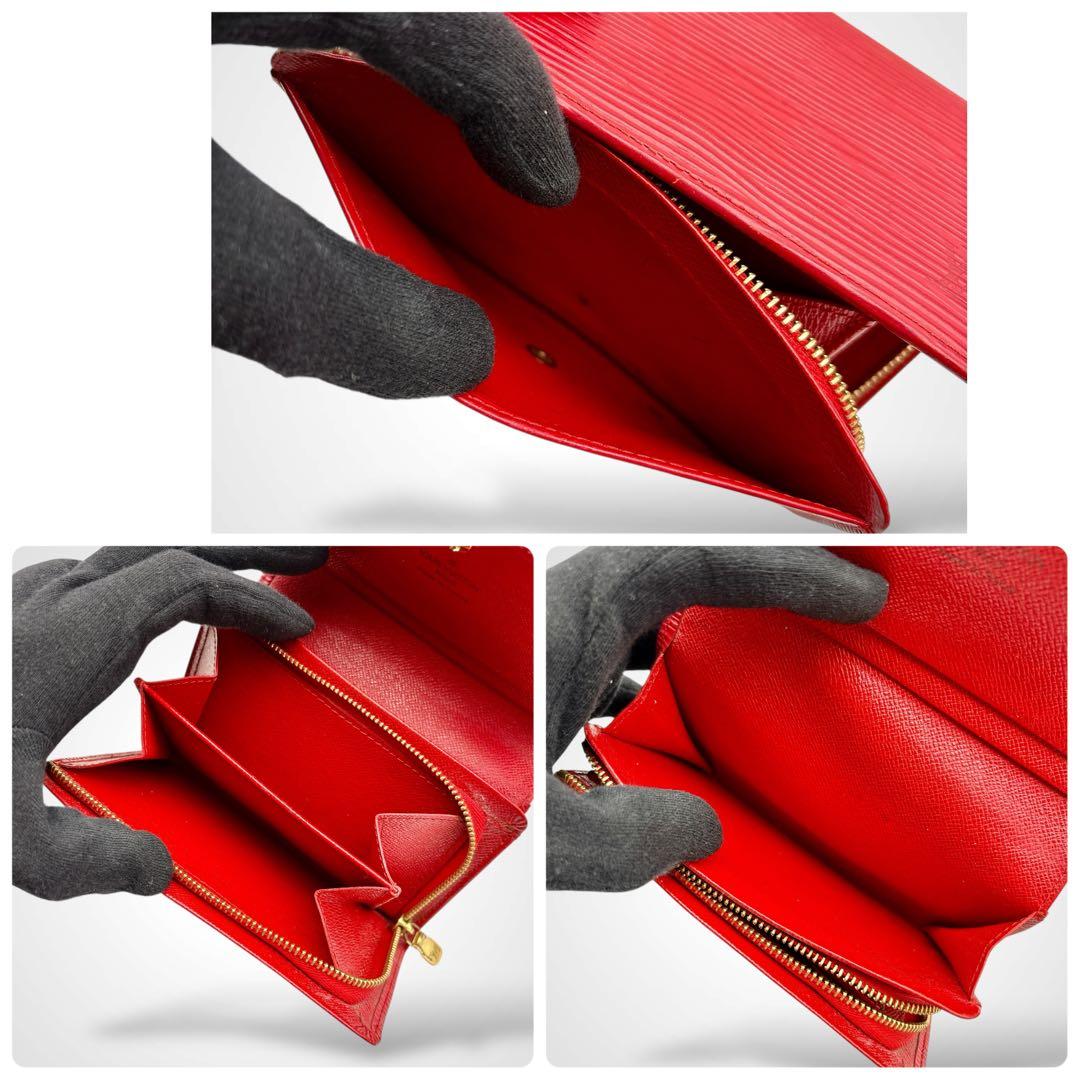 美品✨ルイヴィトン エピ ポルトモネ ビエ トレゾール 二つ折り財布 赤 本革