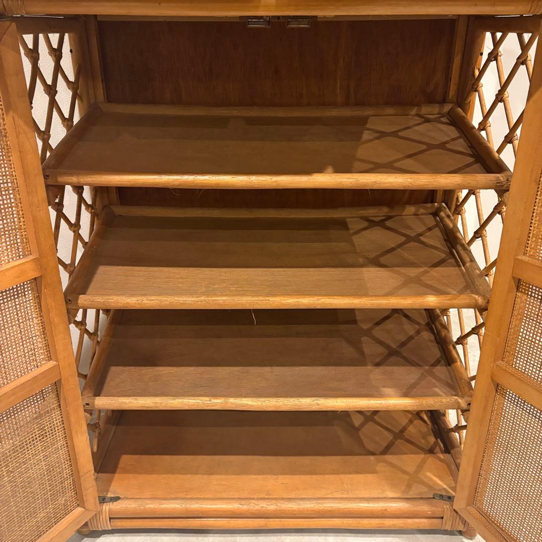 ラタン 籐　ランドリーキャビネット　ランドリーチェスト　シューズラック