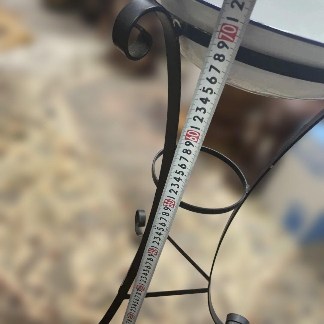 昭和レトロホーロー洗面器　オシャレでアンティークな台付き　弘前相互銀行