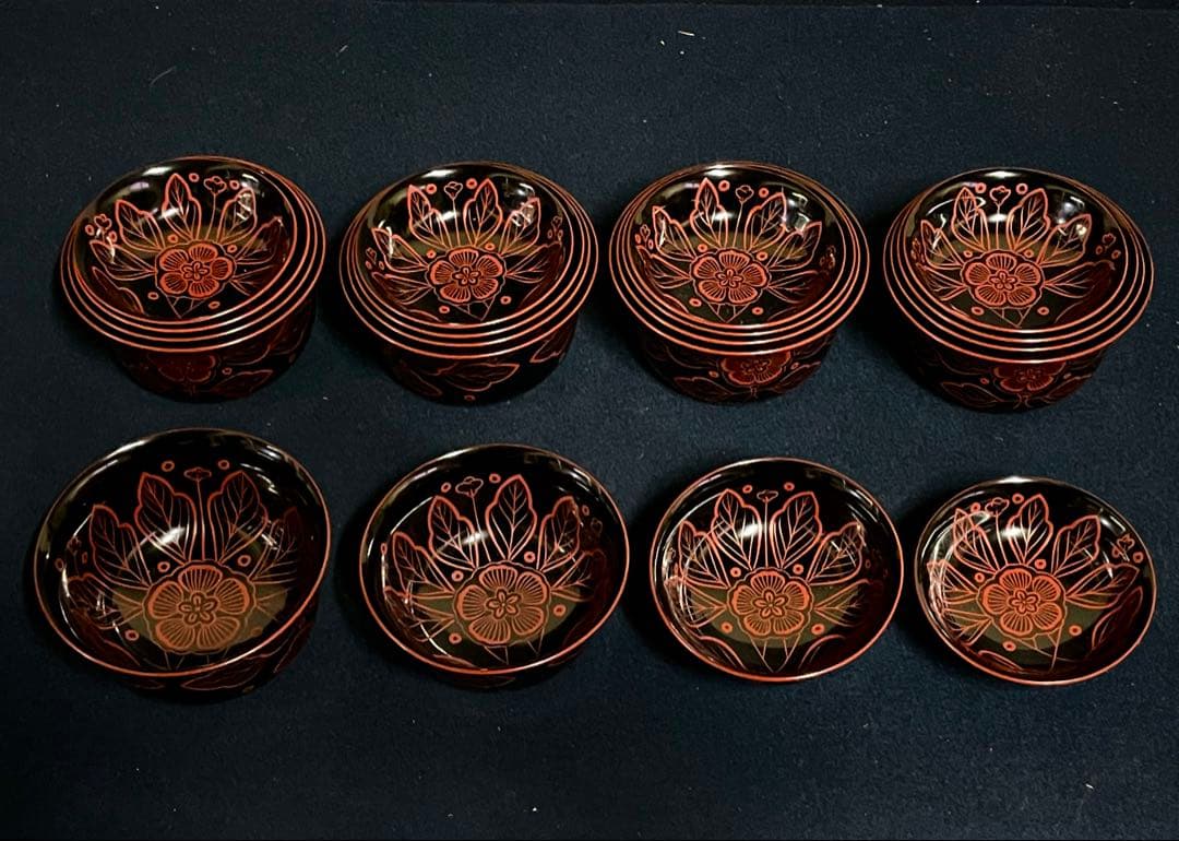 割引中❣️【美品】「母」輪島塗 吉野図 懐石道具 [梅應] 塗箱 茶懐石 F