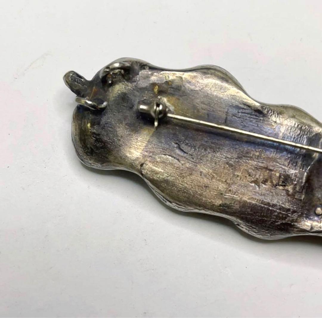 金工作家 松江美枝子作 銀製 ブローチ兼ペンダントトップ えんどう豆 サイン入り