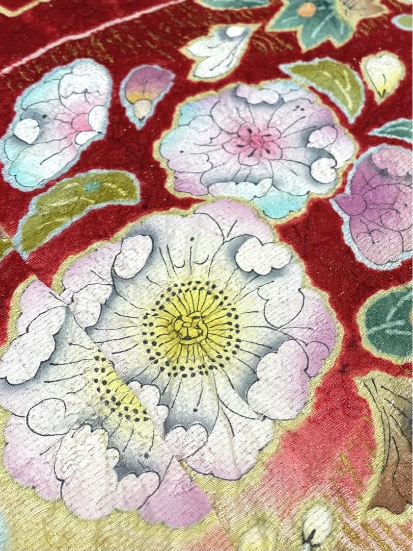 振袖 仮絵羽 銀通し 金彩 紋意匠 絞り 辻が花 正絹 未仕立て品 八掛付き