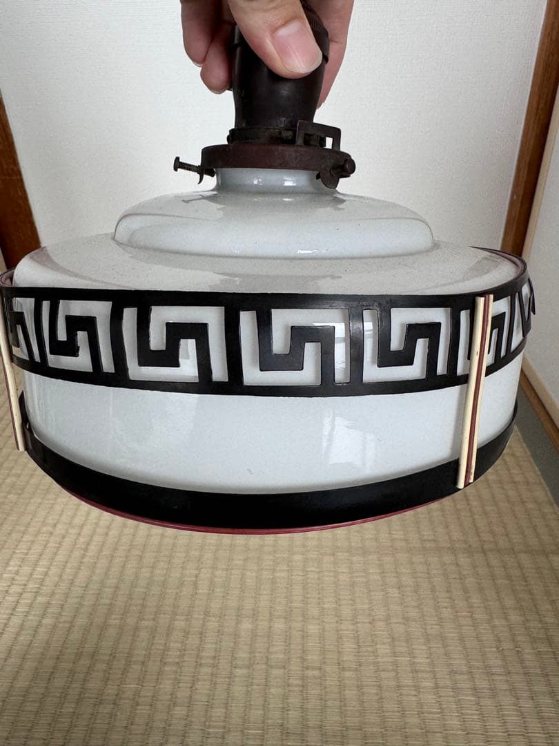 旧家 古民家アンティーク電傘 ソケット付き ミルクガラス ぼんぼり照明