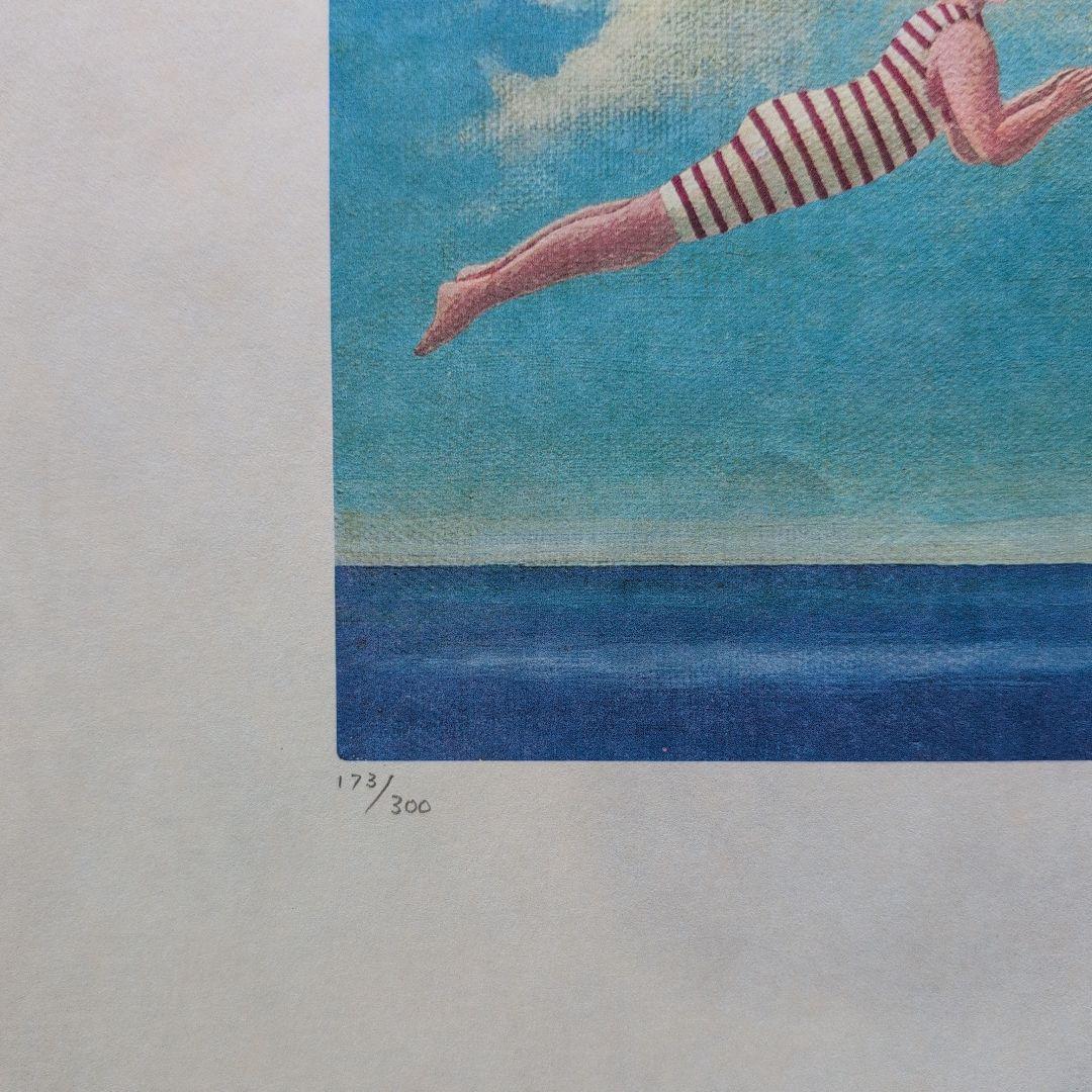 矢吹申彦　オリジナルリトグラフ『飛び込むひと』 限定300部 サイン入り　額無し