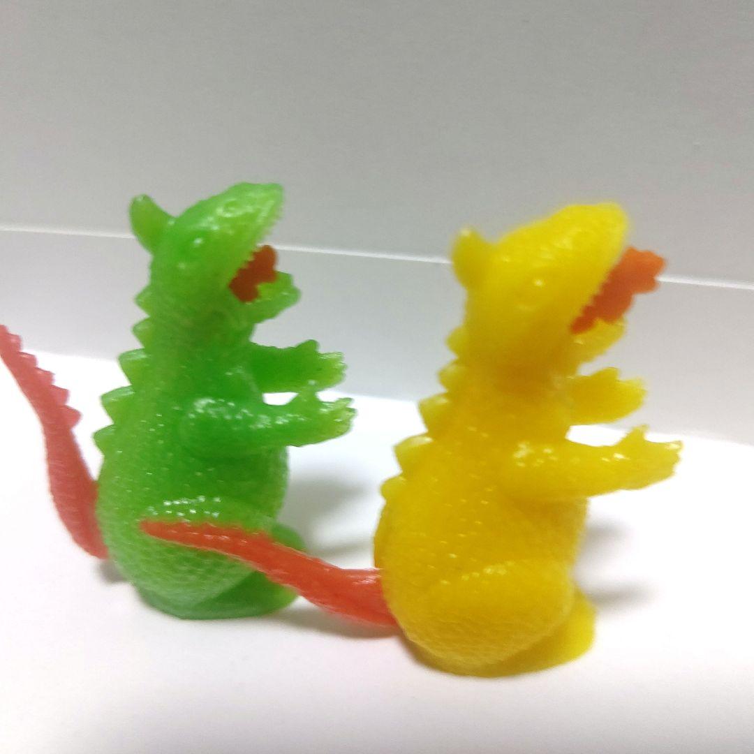 グリコ おまけ ゴジラ 火吹き 二体(黄-緑)昭和レトロ ヴィンテージ 希少品