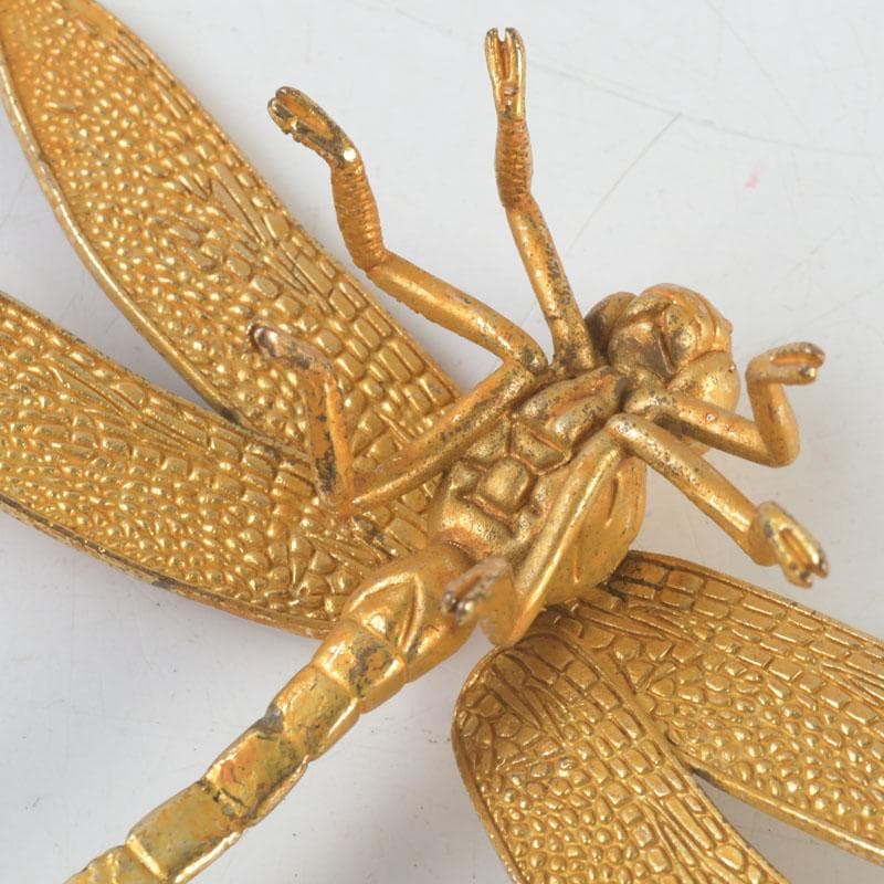 古銅鍍金　玉石装飾　蜻蛉など　昆虫　置物　4点まとめて　V　9552