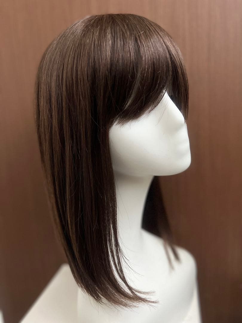 人毛100% サラサラ ストレート セミロング ウィッグ かつら MＫ38