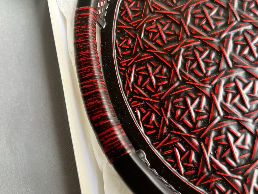 ❶久留米　九籃　らんたい漆器　楕円盆　❷冷酒器　徳利　ぐい呑　盃　3点　　珍味