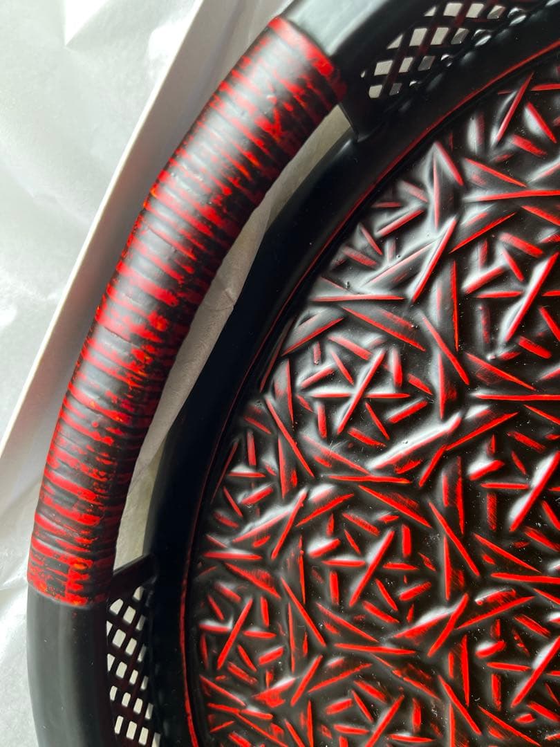 ❶久留米　九籃　らんたい漆器　楕円盆　❷冷酒器　徳利　ぐい呑　盃　3点　　珍味