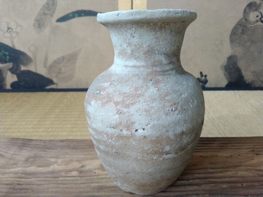 平安時代頃　須恵器瓶　骨董　古美術　仏教美術　茶道具　華道　花器　土器　徳利　壺