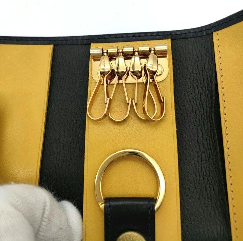 エッティンガー キーケース レザー　ブラック イエロー箱 ケアカード