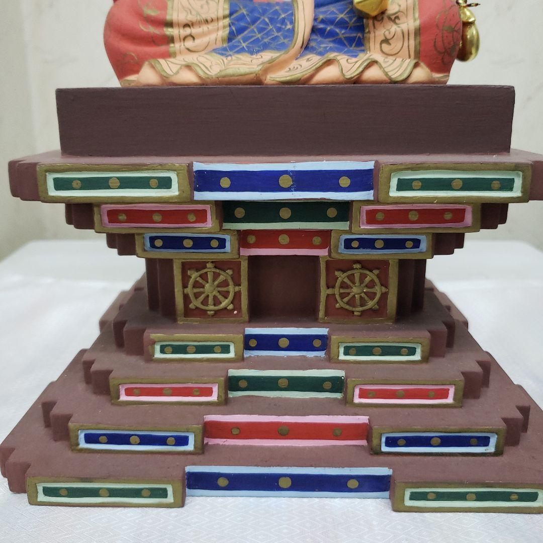 Ｂフライデー蔵出し特価★極彩色 不動明王座像4寸 瑟瑟座★お不動さん火の鳥火炎