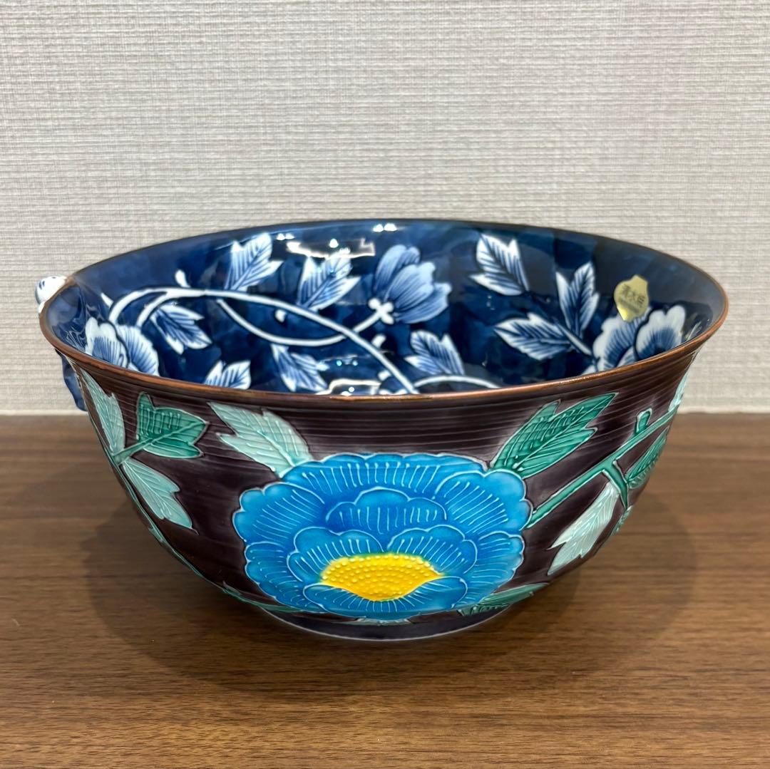 清水焼 秀峰 菓子鉢 盛鉢 交趾牡丹