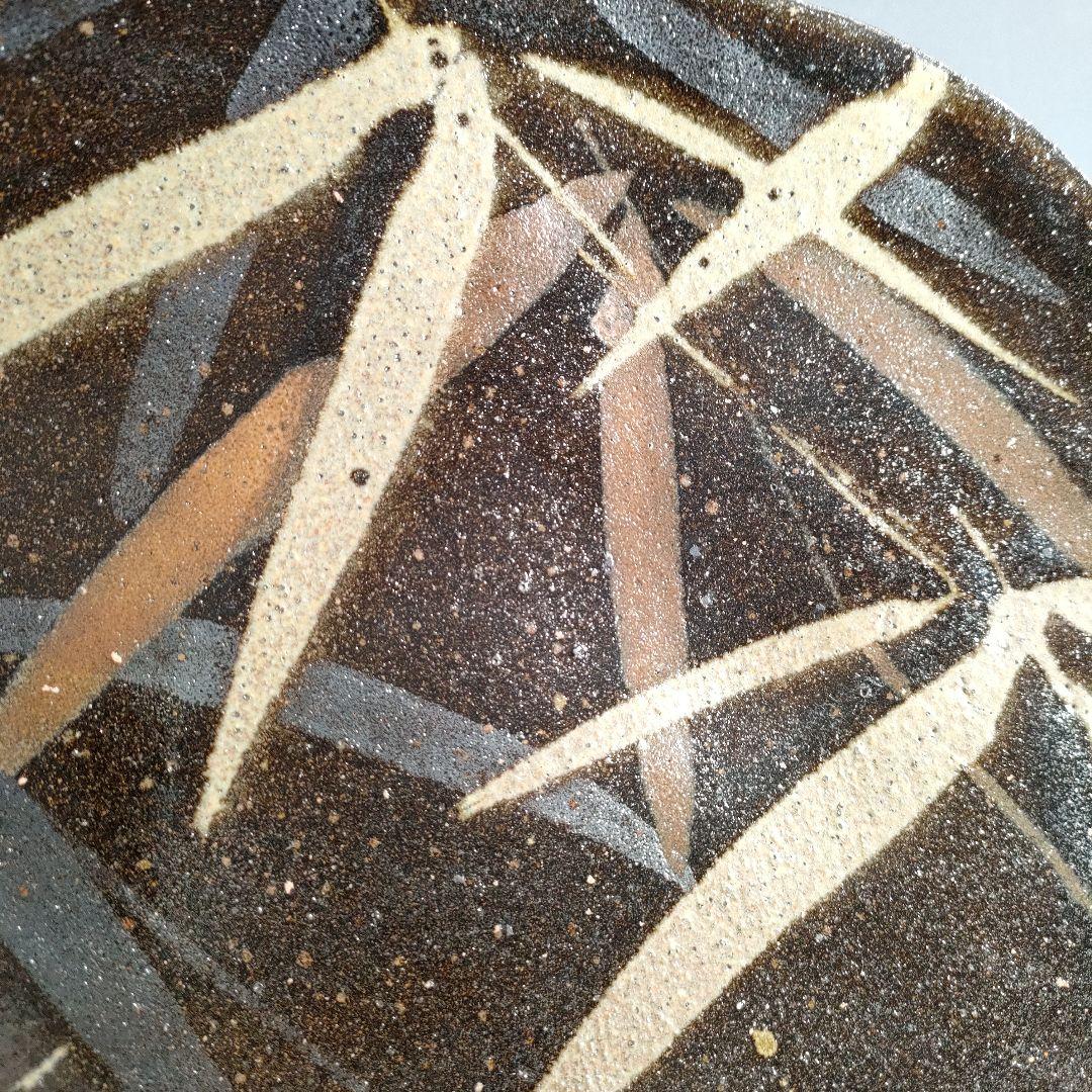 A892-2/伊藤麻沙人 造/黒釉笹文皿/大皿/長皿/飾皿/