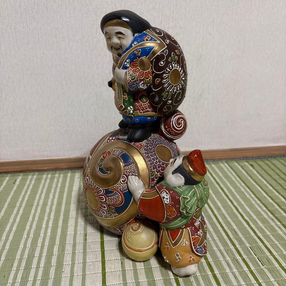 九谷焼　九谷　恵比須　大黒天　焼き物　置物　工芸品　七福神　恵比寿　レトロ