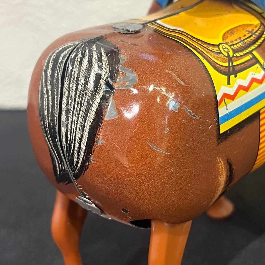 昭和レトロ ブリキ製 カウボーイ ゼンマイ トイ ビンテージ 馬のおもちゃ