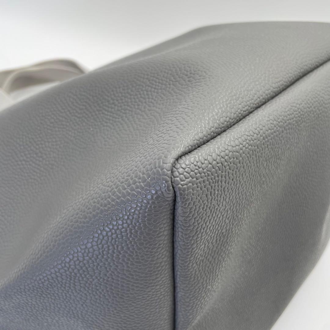 美品 エルベシャプリエ ハンドバッグ 舟型トート L 725GP レザー グレー