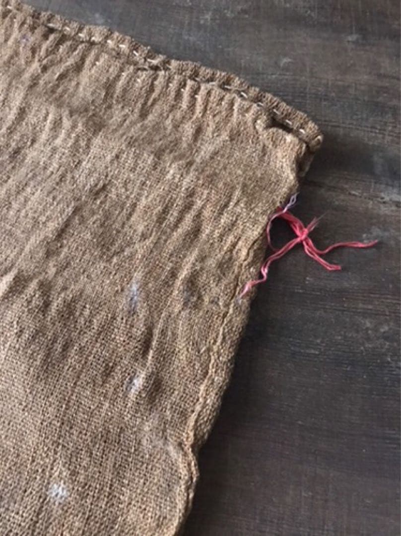 古シナ布　科布　襤褸 東北地方 大正時代 古袋 しな布　31cm x 39cm