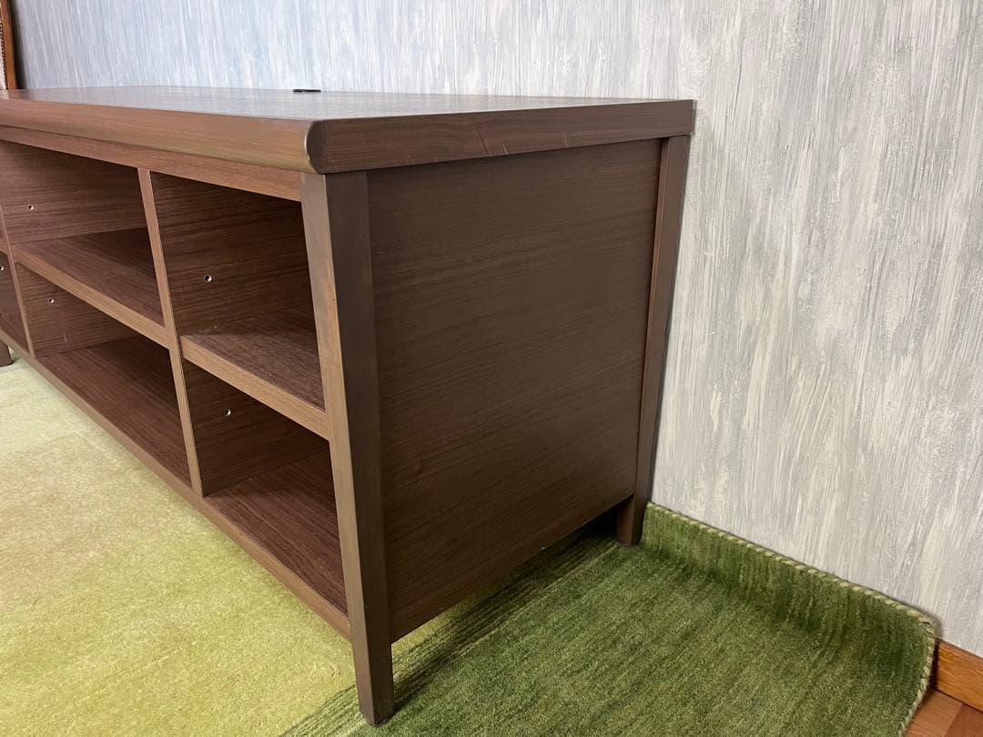 大型オープンシェルフ ブラウン木製テレビボード