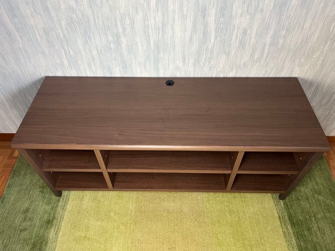 大型オープンシェルフ ブラウン木製テレビボード