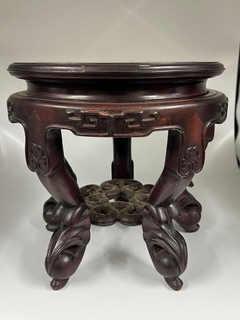 極上 古美術　清朝　紫檀台　物置 倉庫整理品F--3