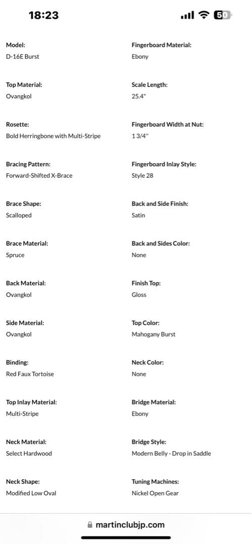 激レア　Martin D-16E BURST アコースティックギター