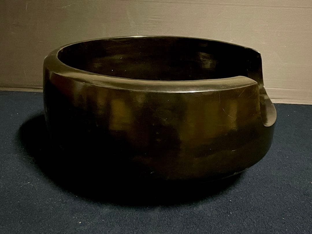 【特大】「母」 黒真塗 面取 風炉 土風炉 尺三 木箱 (17あ①)