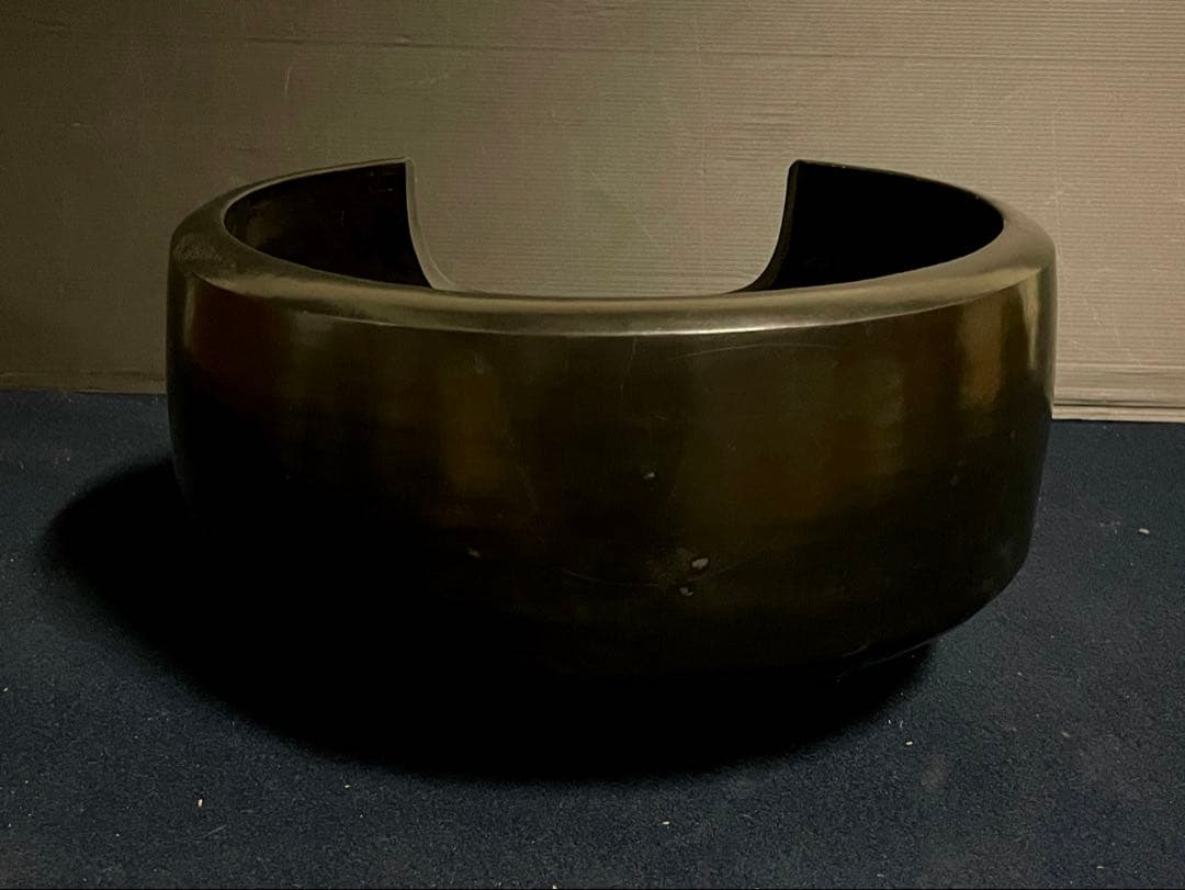 【特大】「母」 黒真塗 面取 風炉 土風炉 尺三 木箱 (17あ①)