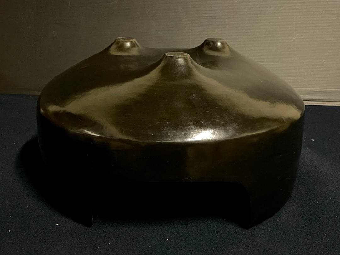 【特大】「母」 黒真塗 面取 風炉 土風炉 尺三 木箱 (17あ①)