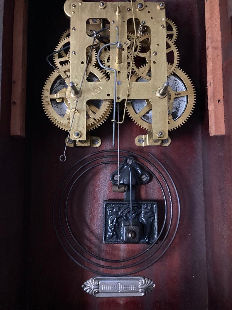 ☆連休限定価格　希少三工舎 アンティーク宮型数打ち式 8日巻 振り子時計 稼動中