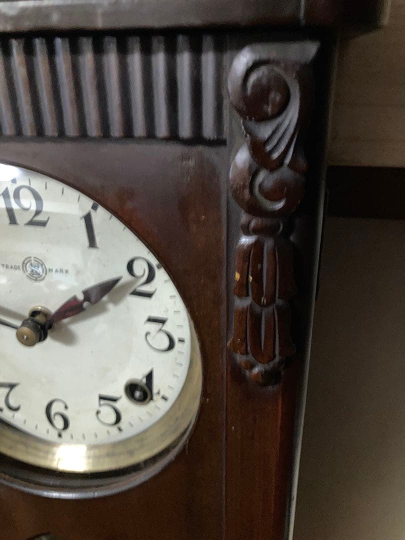 ☆連休限定価格　希少三工舎 アンティーク宮型数打ち式 8日巻 振り子時計 稼動中