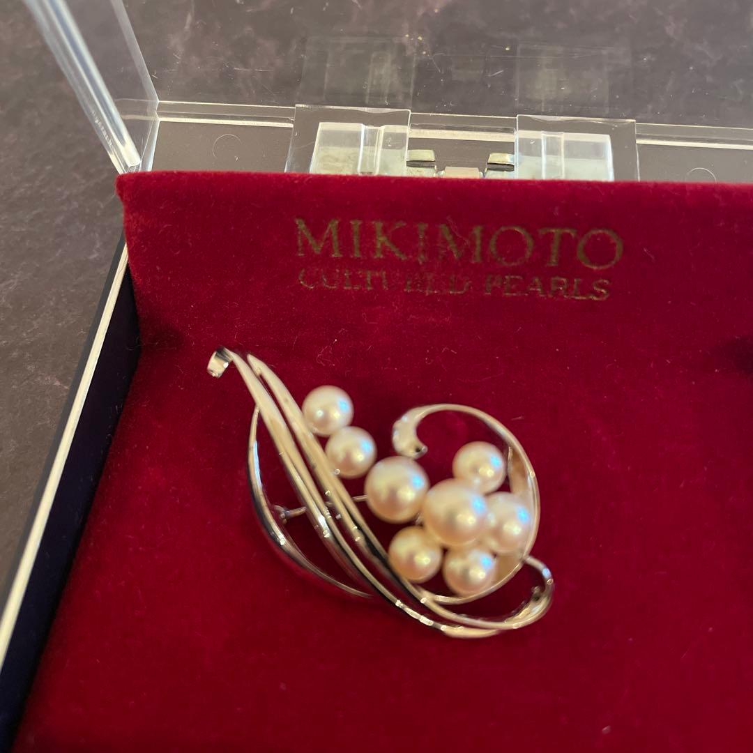 MIKIMOTOミキモト ８粒 パールブローチ シルバー あこや真珠