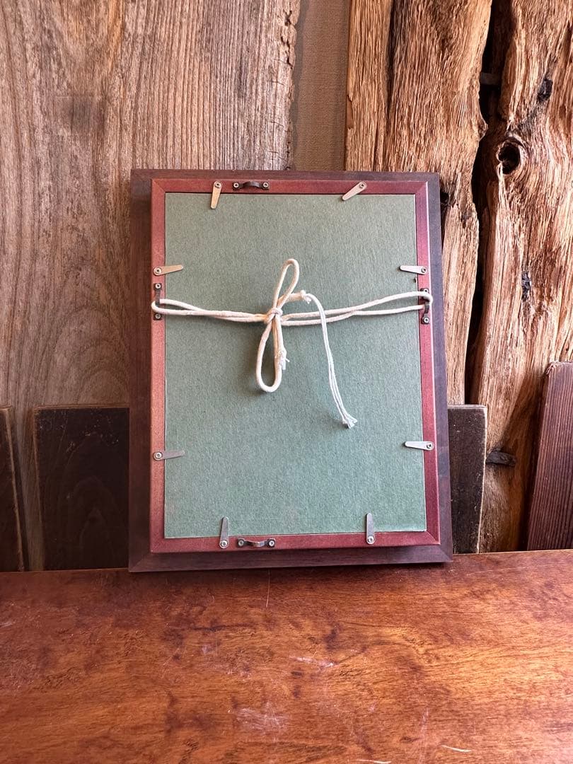 渡辺俊明　油彩画　フクロウ　梟　ミミズク　木兎　木版画包装紙　画虫居パンフレット