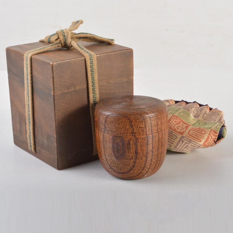 茶道具　天然木　網目　棗　仕覆・時代箱付　V　6339