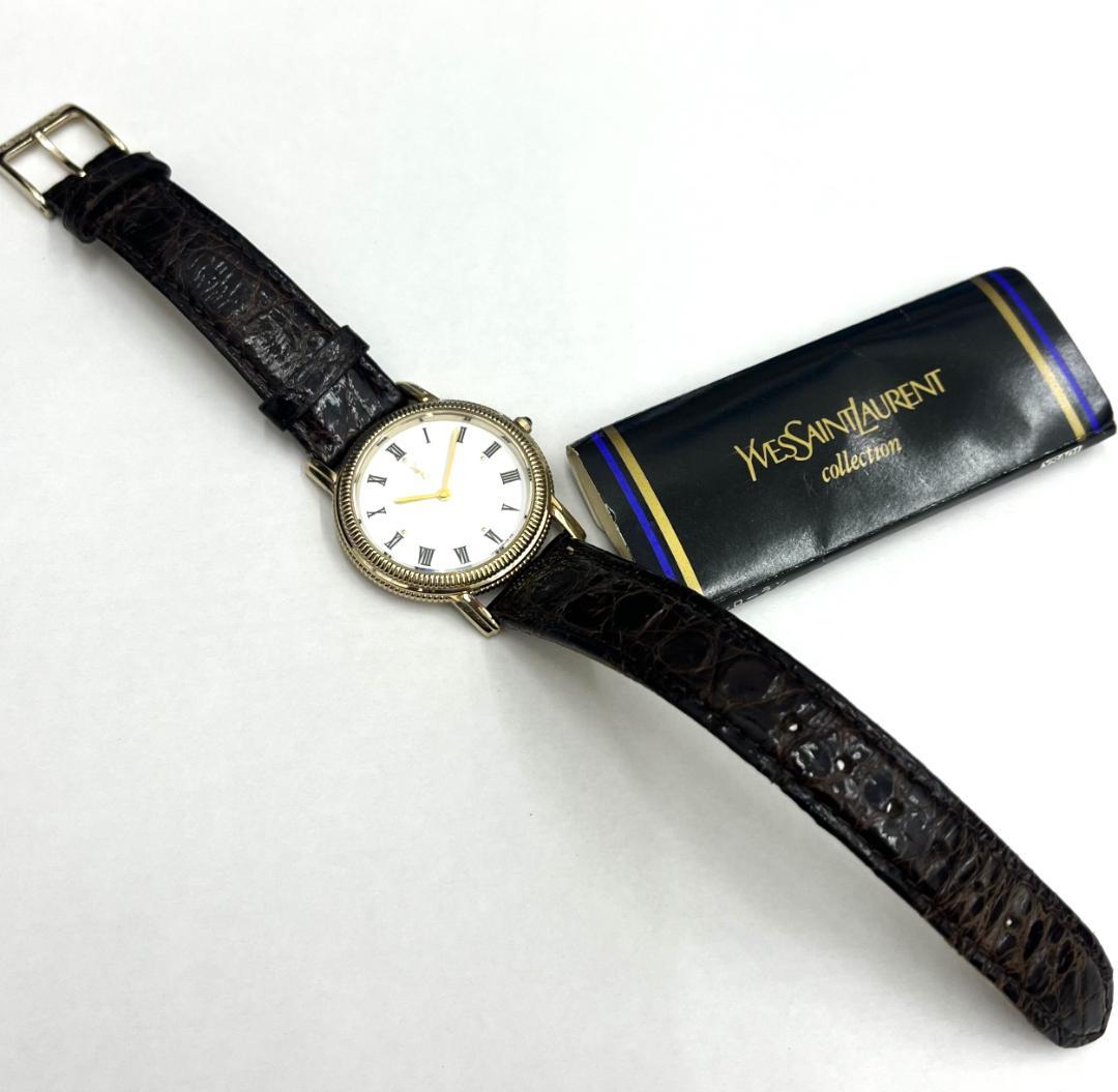 ★YSL イヴサンローラン 4625-E67731 腕時計 白文字盤 稼働品