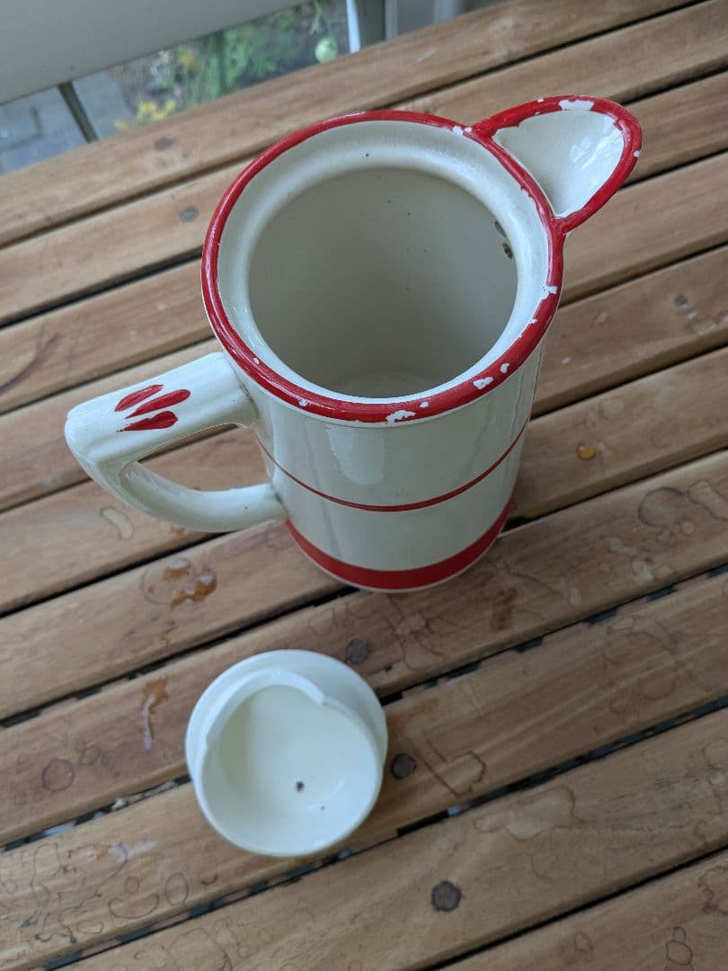 アンティーク　SADLER レトロな白と赤の陶器ポット