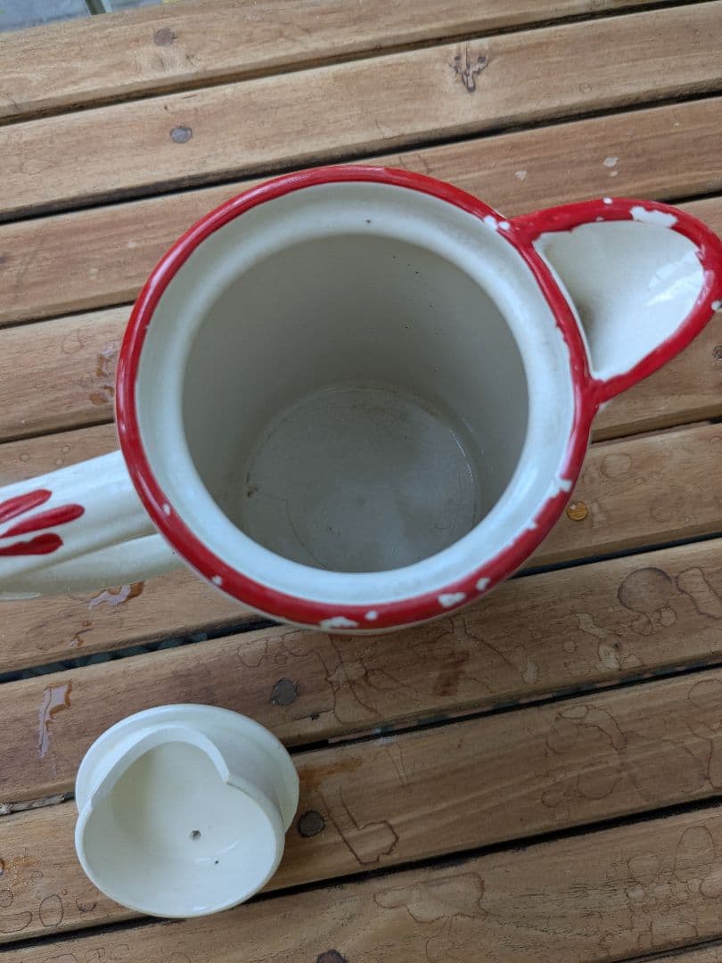 アンティーク　SADLER レトロな白と赤の陶器ポット