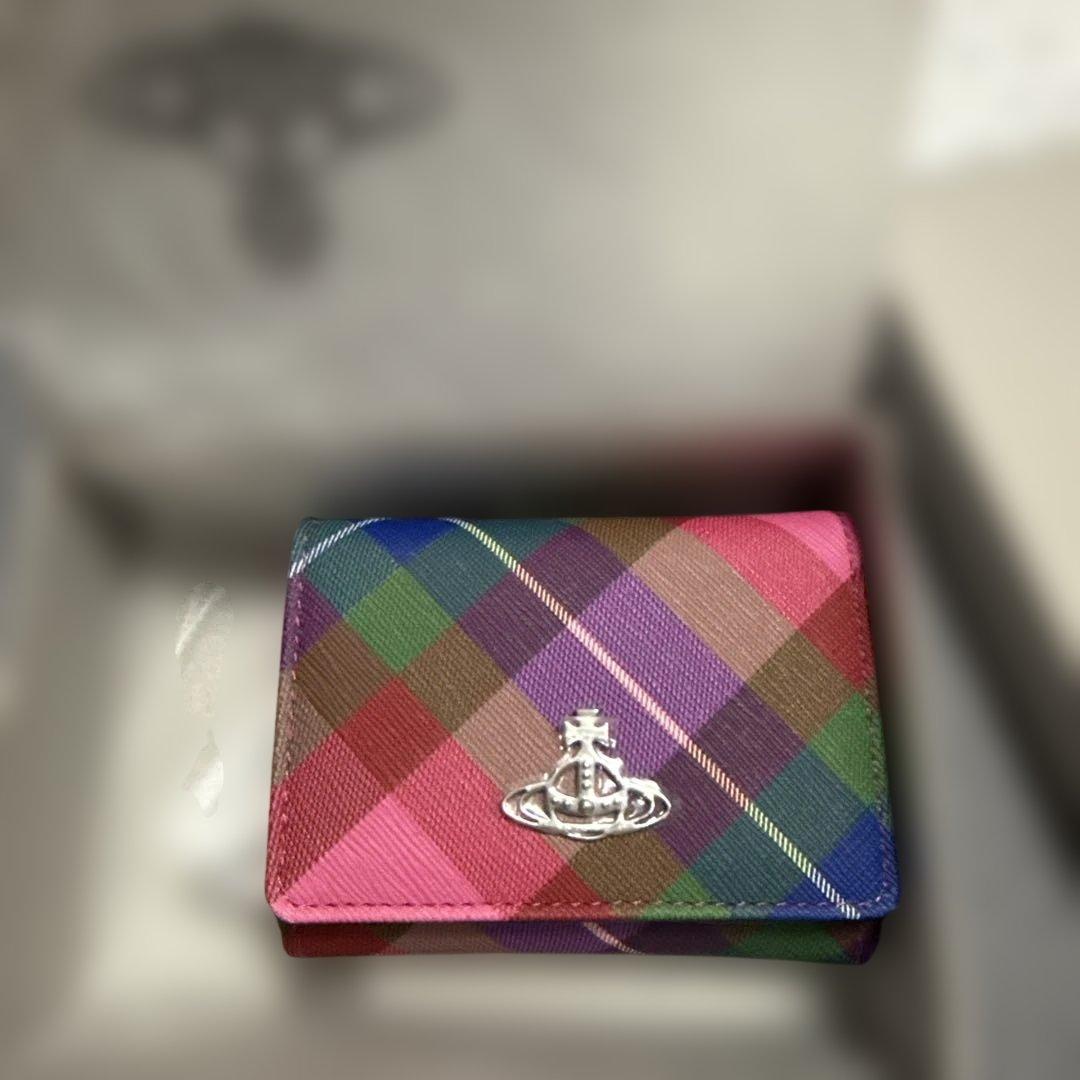 新品未使用 ヴィヴィアンウエストウッド キャンディタータン 三つ折り財布 がま口