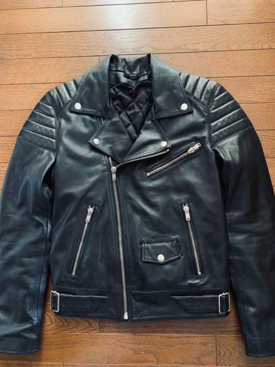 美品◆BLK DNM ブラックデニム　レザー　ライダースジャケット