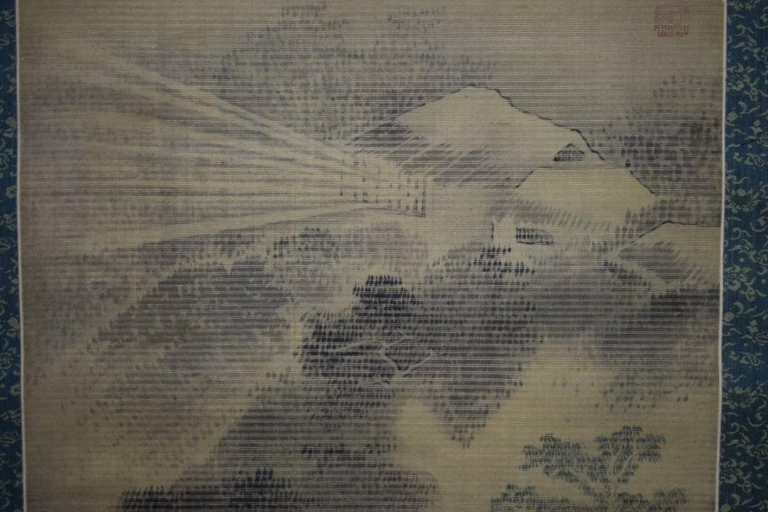 模写/謝寅/与謝蕪村/山水漁夫図/布袋屋掛軸HF-762