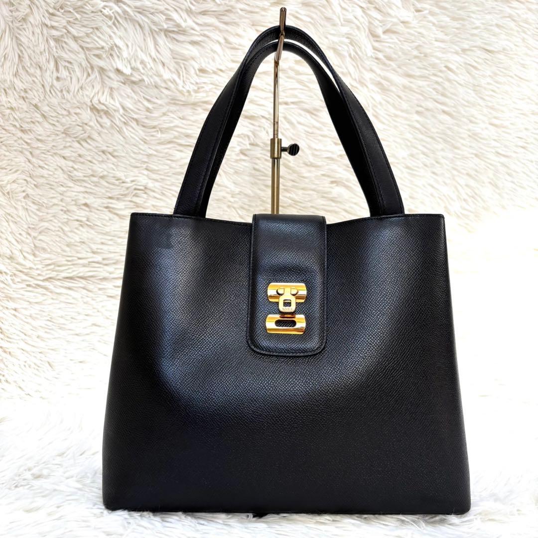 【極美品】WAKO 銀座和光 サフィアーノレザー ゴールド金具　ハンドバッグ　黒