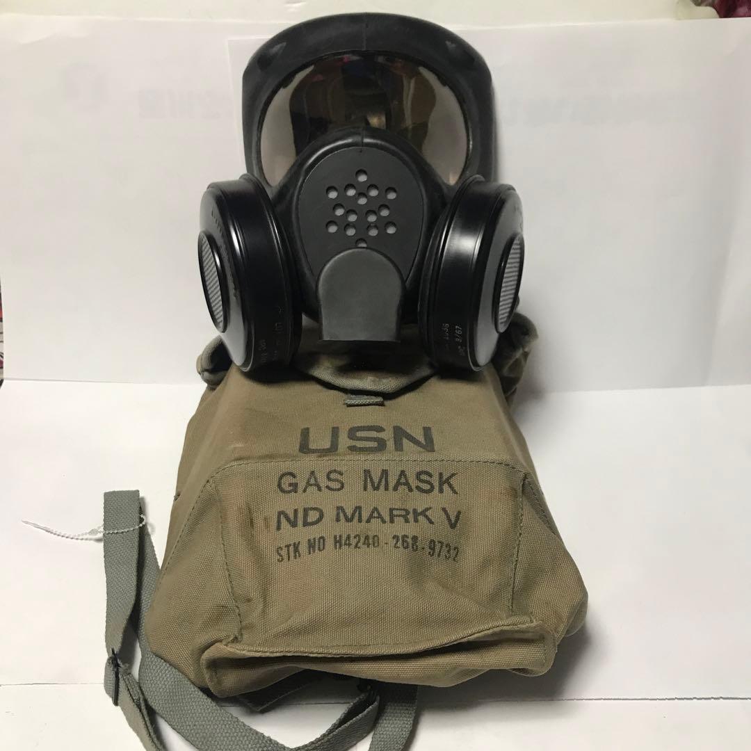 米軍　USNガスマスク&バック&曇り止め用缶計3個セット