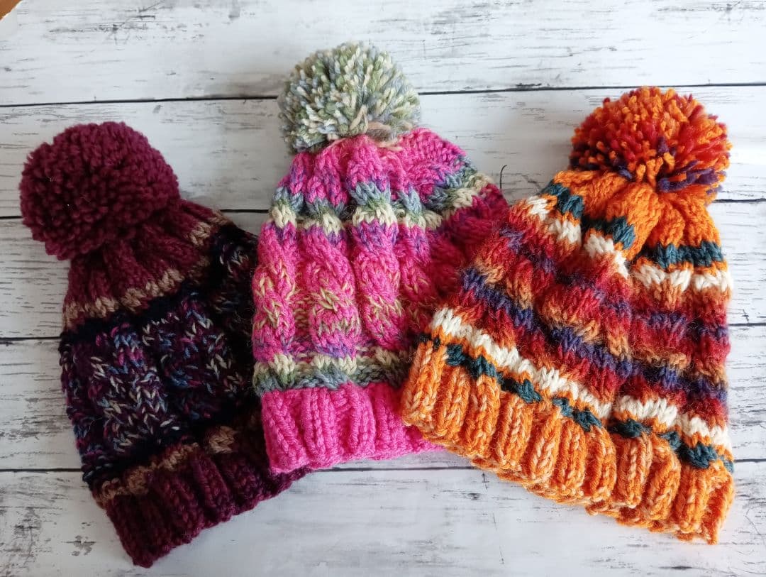 【常盤ひろみ】 手編み帽子　　手編み　帽子　5点セット　Sサイズ