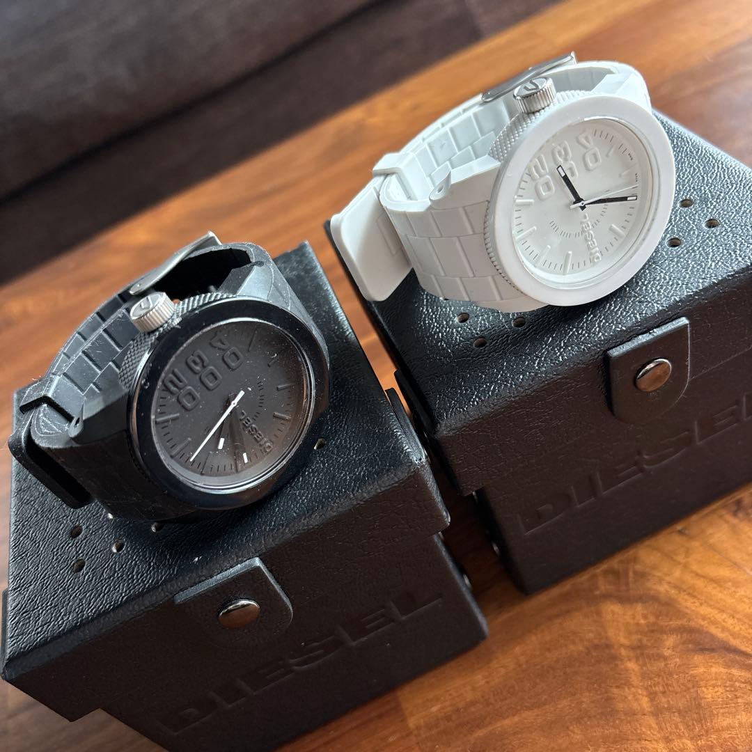 DIESEL ラバーベルト 時計 2点セット ホワイト ブラック