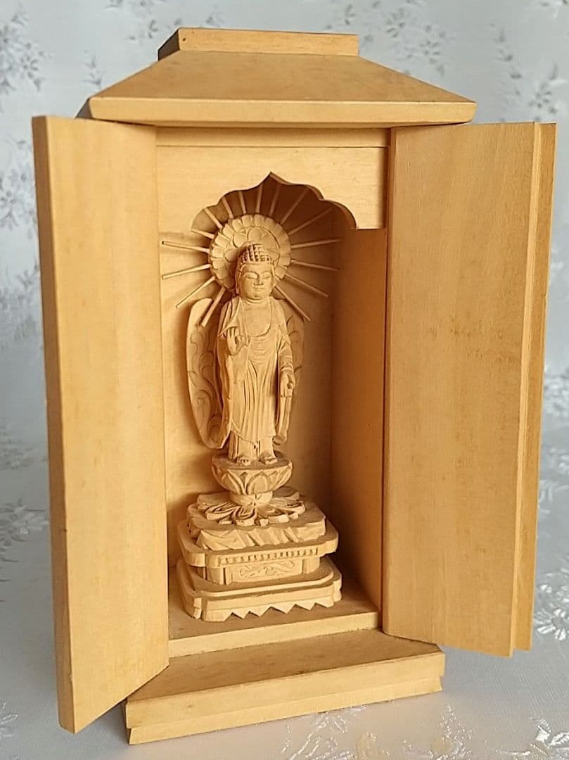 阿弥陀如来立像【極小】#401 厨子入り 木彫 仏像
